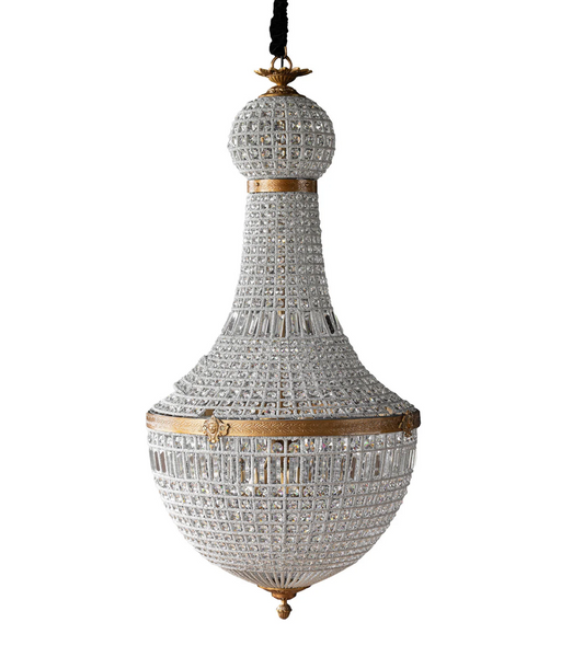 Bezier Glass Bead Chandelier with Antique Brass Detail - Four Size Options