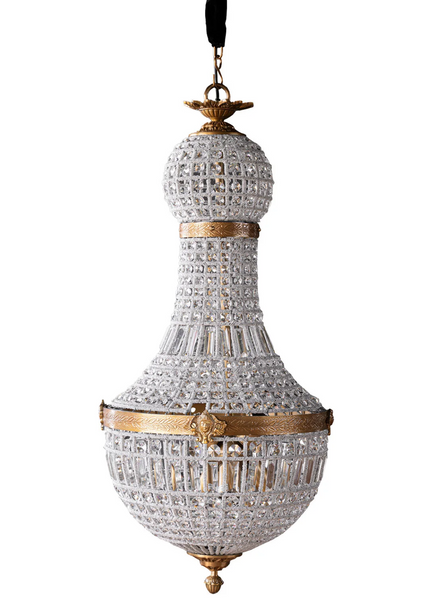 Bezier Glass Bead Chandelier with Antique Brass Detail - Four Size Options