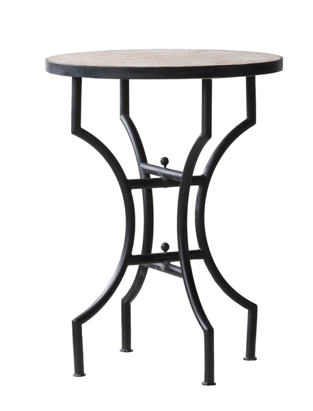 Moroccan Zellige Tile Bistro Table with Unglazed Pink Tiles - Four Size Options
