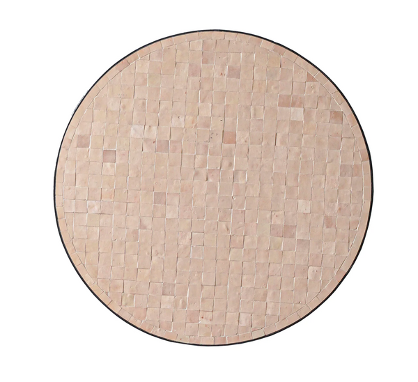 Moroccan Zellige Tile Bistro Table with Unglazed Pink Tiles - Four Size Options