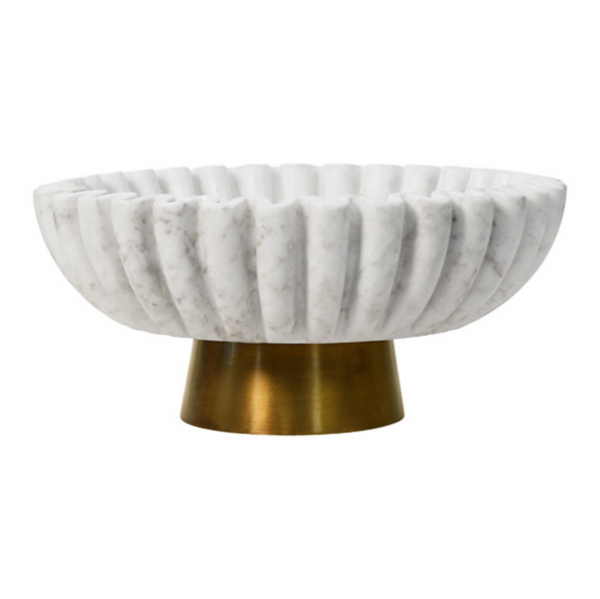 Augie Marble and Brass Pedestal Bowl