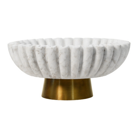 Augie Marble and Brass Pedestal Bowl