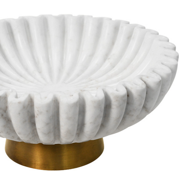Augie Marble and Brass Pedestal Bowl