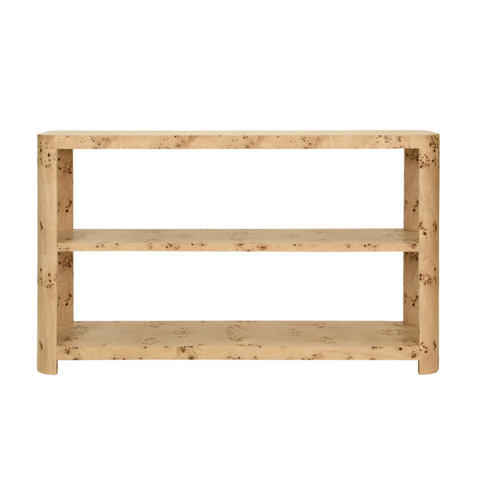 Emery Light Burlwood Three Tier Console Table