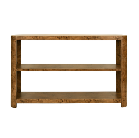 Emery Dark Burlwood Three Tier Console Table