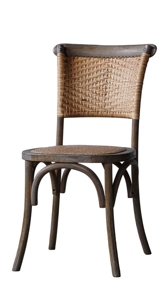 Alma Elm Wood and Rattan Weave Dining Chair - Set of 2