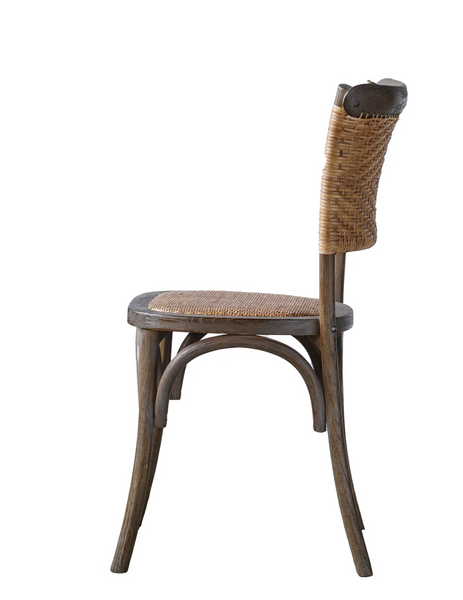 Alma Elm Wood and Rattan Weave Dining Chair - Set of 2