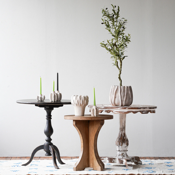 Linnea Upcycled Pinewood Round Pedestal Dining Table