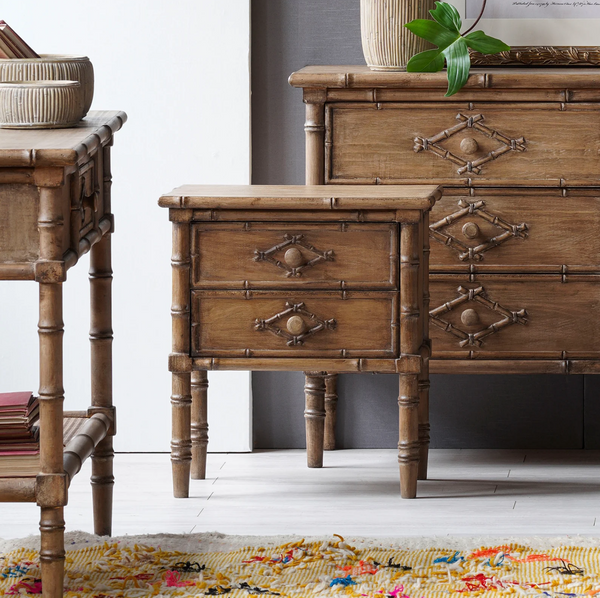Bahama Faux Bamboo Two Drawer Nightstand - Matthew Izzo Collection
