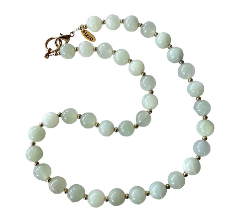 Vintage Jade Beaded Necklace With Gold Tone Clasp - Designed by by Matthew Izzo