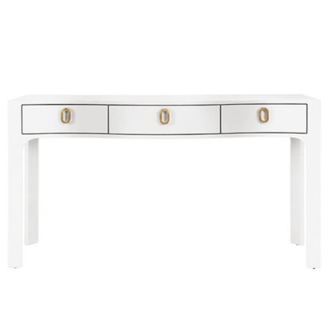 Sabrina Textured White Linen Console Table