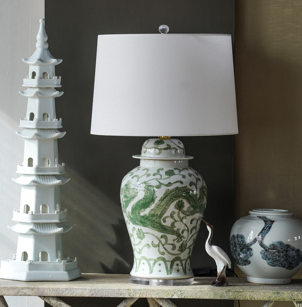 Jingdezhen Porcelain Hand-Painted Temple Jar Table Lamp
