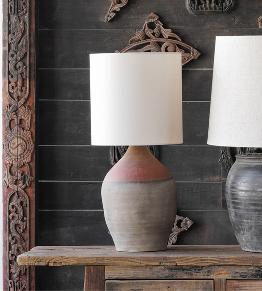 Upcycled Clay Rice Wine Bottle Table Lamp