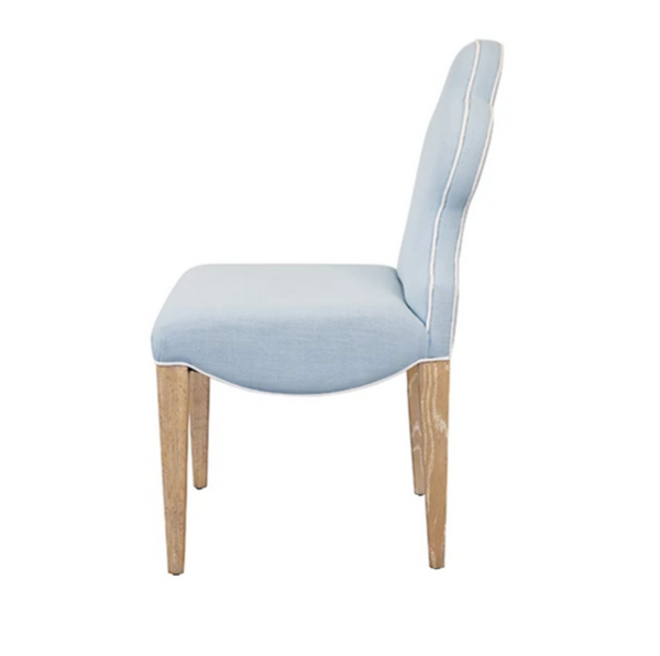 Adelaide Light Blue Performance Linen Clover Back Dining Chair