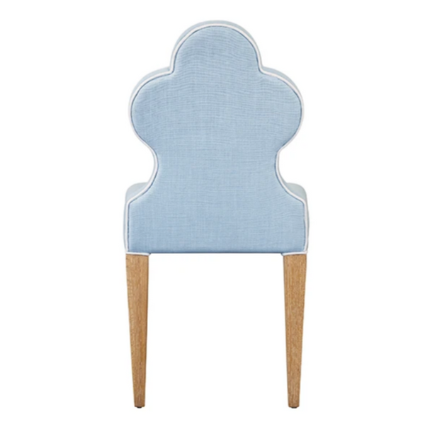 Adelaide Light Blue Performance Linen Clover Back Dining Chair