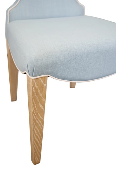 Adelaide Light Blue Performance Linen Clover Back Dining Chair