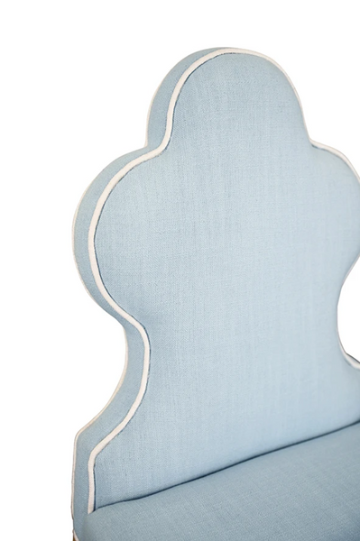 Adelaide Light Blue Performance Linen Clover Back Dining Chair
