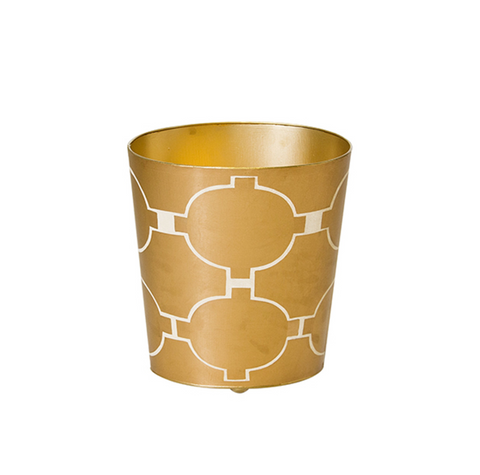Acadia Handpainted Oval Metal Wastebasket - Four Color Options