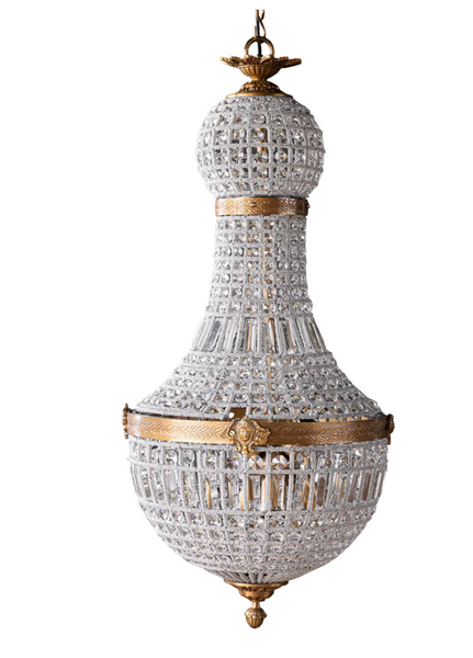 Bezier Glass Bead Chandelier with Antique Brass Detail - Four Size Options