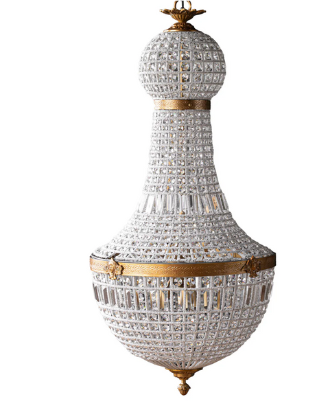 Bezier Glass Bead Chandelier with Antique Brass Detail - Four Size Options