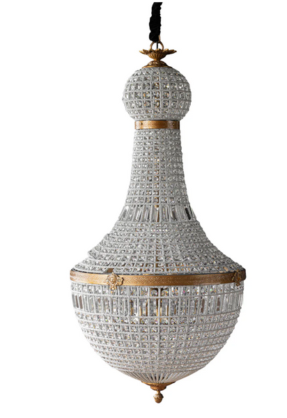 Bezier Glass Bead Chandelier with Antique Brass Detail - Four Size Options