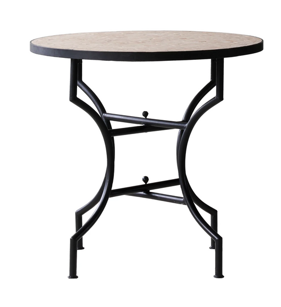 Moroccan Zellige Tile Bistro Table with Unglazed Pink Tiles - Four Size Options