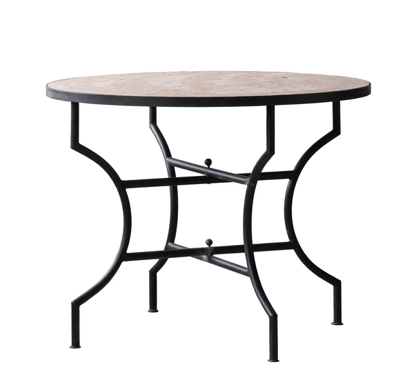 Moroccan Zellige Tile Bistro Table with Unglazed Pink Tiles - Four Size Options