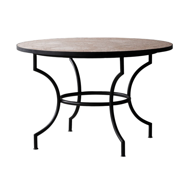 Moroccan Zellige Tile Bistro Table with Unglazed Pink Tiles - Four Size Options