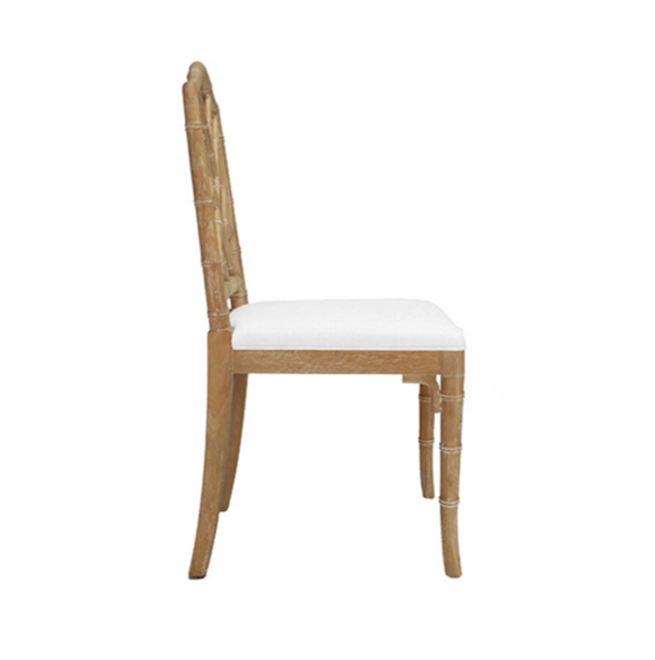 Fairfield Chippendale Side Dining Chair w/Linen Seat - White Lacquer or Natural Cerused Oak