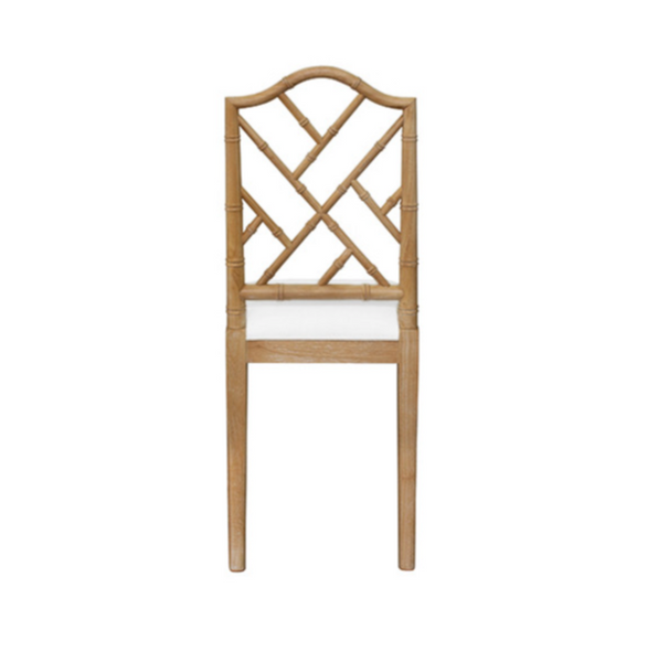 Fairfield Chippendale Side Dining Chair w/Linen Seat - White Lacquer or Natural Cerused Oak