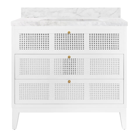 Wynn Matte White Lacquer Bath Vanity w/Porcelain Sink