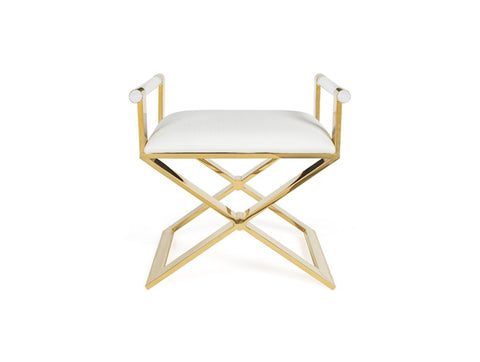 Worlds Away Sable Brass Stool - Matthew Izzo Home