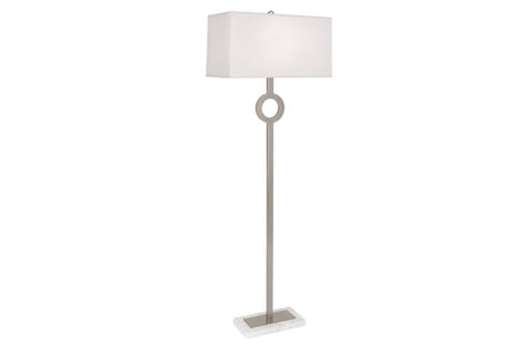 Robert Abbey Oculus Nickel/Linen Marble Floor Lamp - Matthew Izzo Home