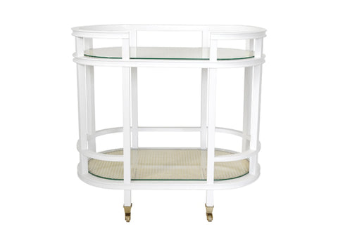 Worlds Away Zaina White Bar Cart - Matthew Izzo Home