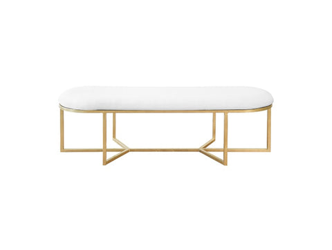 Worlds Away Tamia Large Oval Gold Leaf Bench - Matthew Izzo Home