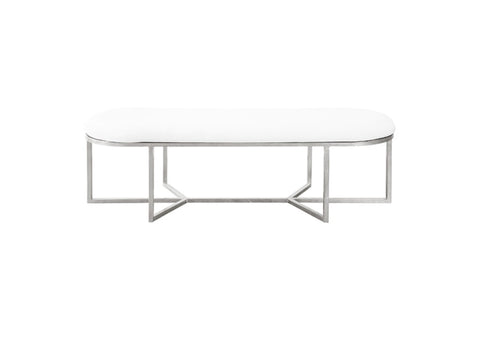 Worlds Away Tamia Large Oval Silver Leaf Bench - Matthew Izzo Home