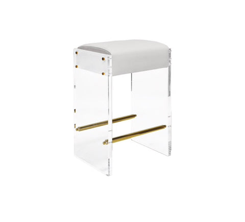 Worlds Away Indy Acrylic and Metallic Accent Armless Stool - Matthew Izzo Home