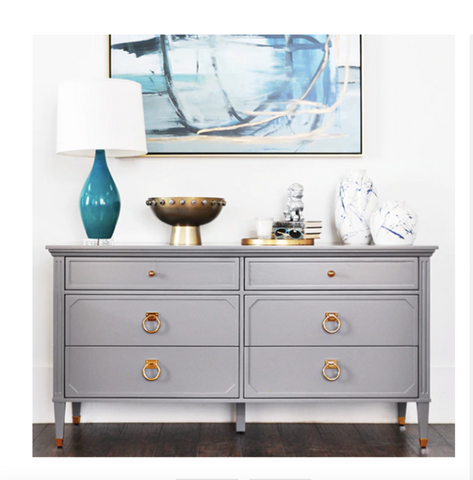 Worlds Away Vincent Grey Lacquer/Brass Dresser - Matthew Izzo Home