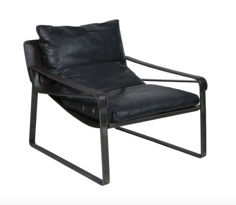 Stockholm Black Leather Lounge Chair - Matthew Izzo Collection - Matthew Izzo Home