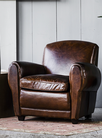 Gustav Leather Library Club Chair - Matthew Izzo Collection - Matthew Izzo Home