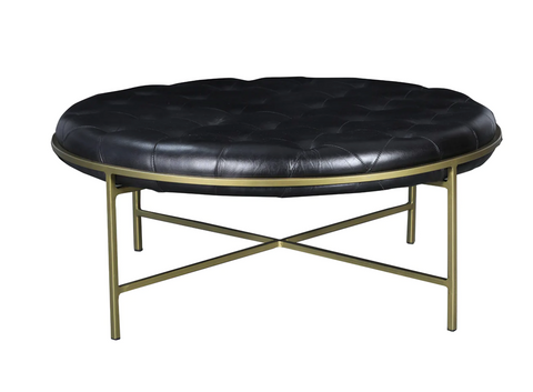 Turin Round Leather Ottoman - Matthew Izzo Collection - Matthew Izzo Home