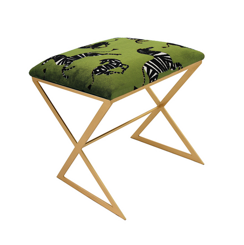 Worlds Away "X" Side Stool - Zebra - Matthew Izzo Home