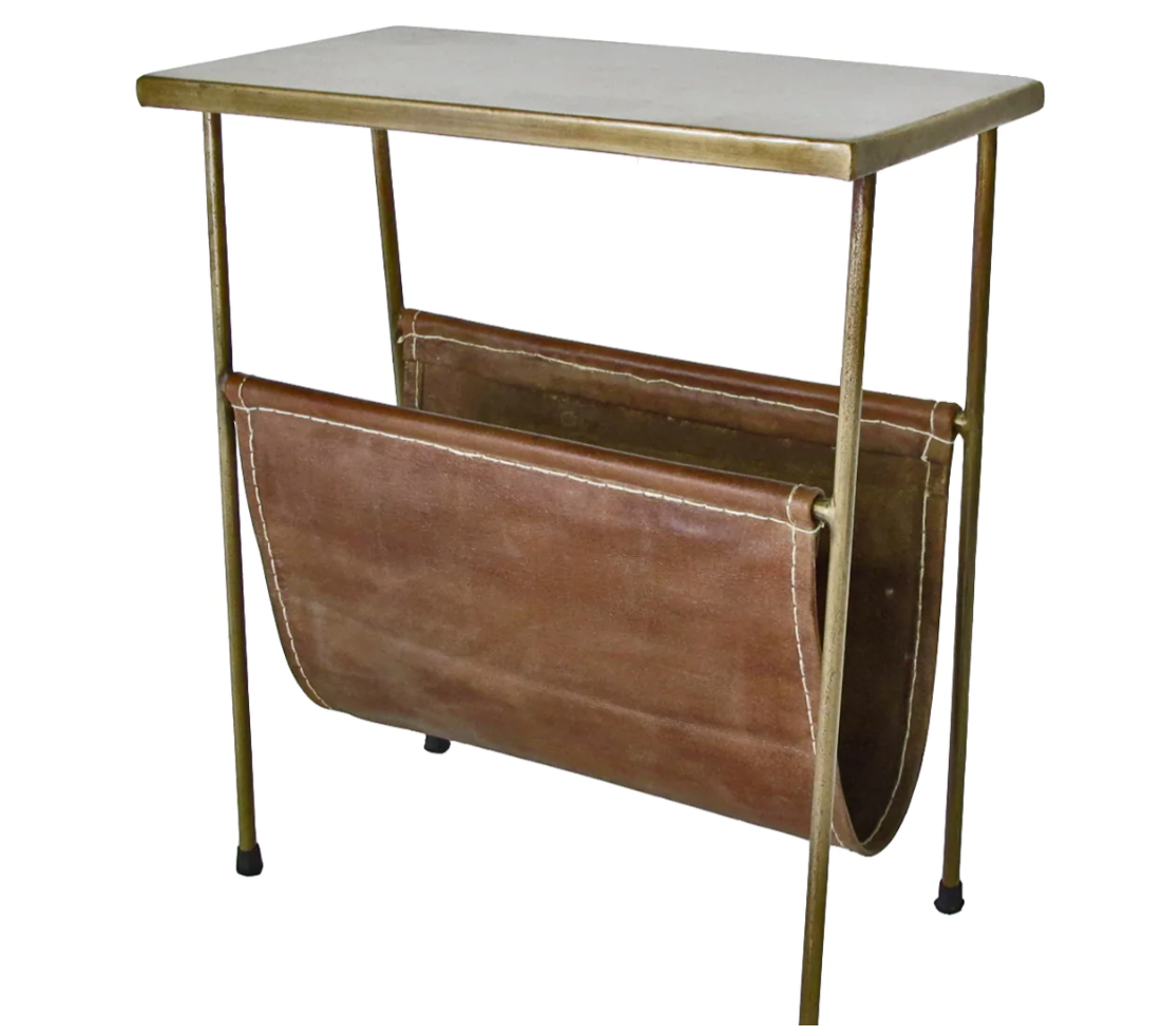 Glam Leather Magazine Rack/Side Table - Matthew Izzo Collection