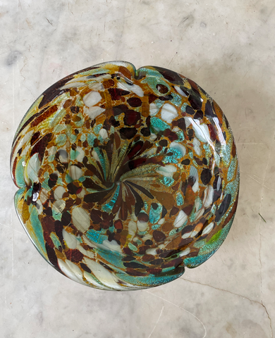 Mid Century Modern Barovier & Toso Murano Glass Bowl with Silver Inclusions - Italy - Matthew Izzo Home
