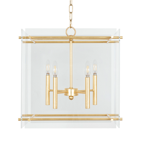 Worlds Away Kelso Four Light Pendant - Acrylic/Gold Leaf - Matthew Izzo Home