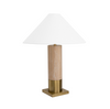 Bishop Brass & Wood Table Lamp w/White Linen Coolie Shade - Three Color Options