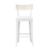 Britta Klismos Bar Stool - Matte White Lacquer, Linen & Cane