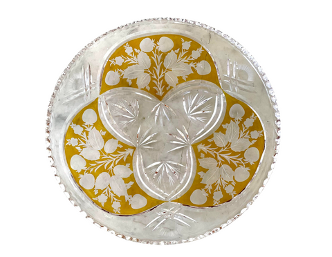 Early 20th Century Cut Crystal Amber Serving Tray - Matthew Izzo Home