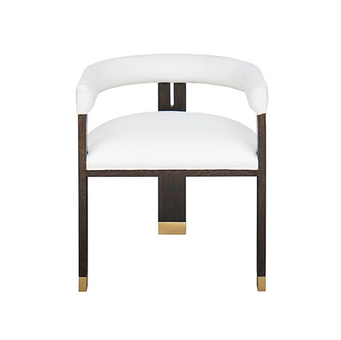 Worlds Away Jude White Linen and Brass Accent Chair - Matthew Izzo Home