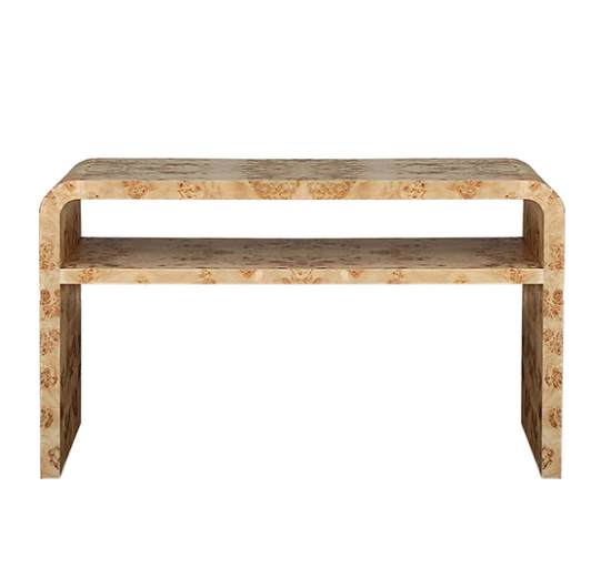 Marshall Waterfall Edge Two Tier Console Table - Burlwood